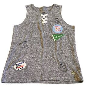Butter, Girl’s Super Soft Tank Top with Fun Patches, Size Small